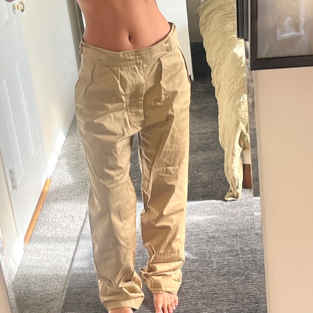 Tan Army Cargo High-Waisted Pants